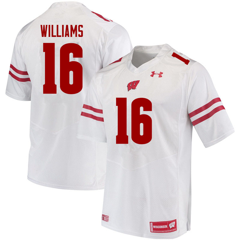 Men #16 Amaun Williams Wisconsin Badgers College Football Jerseys Sale-White - Click Image to Close